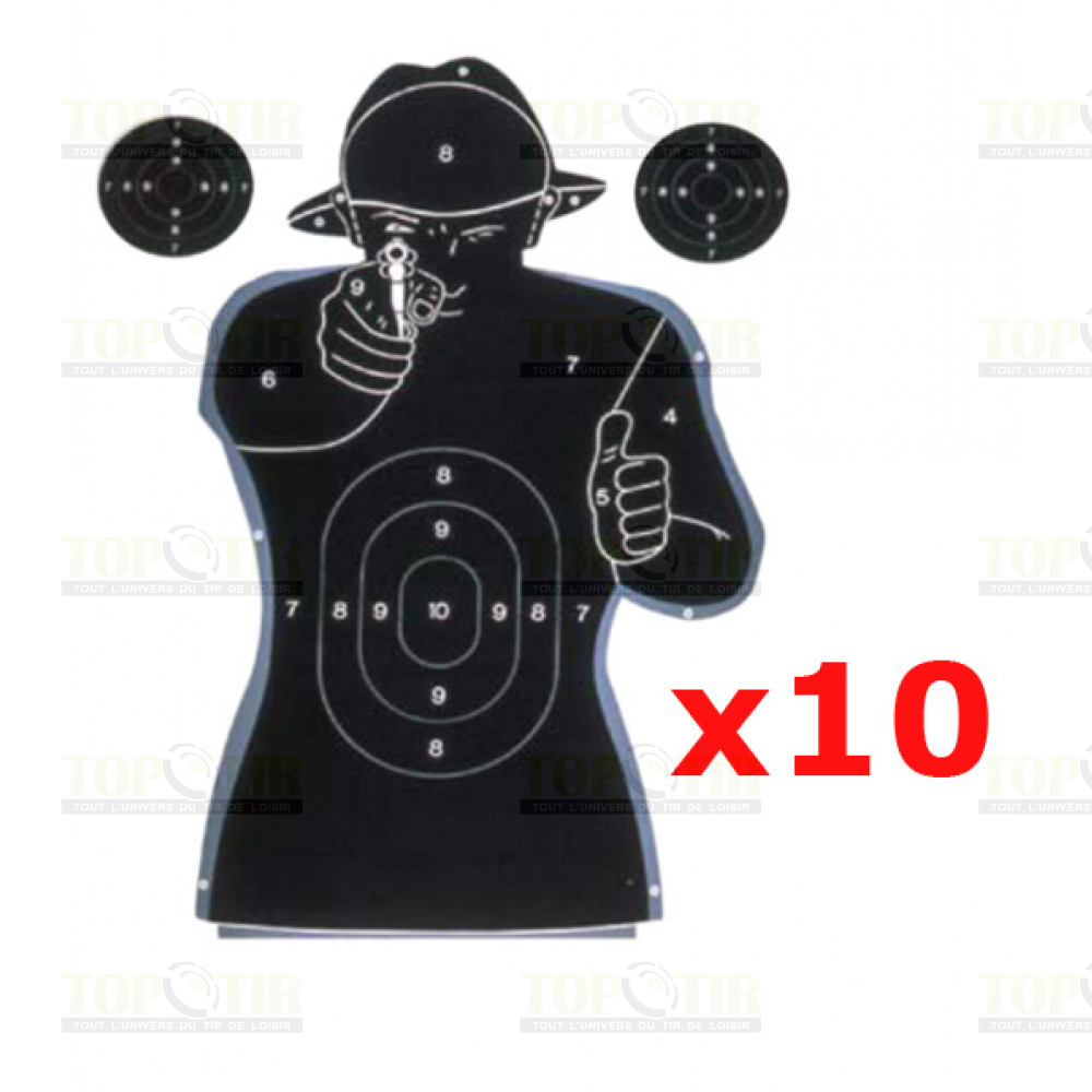 10 Cibles de tir silhouette humaine 50X70 cm - Munitions et