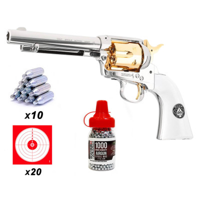 Pack revolver Colt Smoke Wagon CO2 billes acier 4.5mm - puissance 3 joules