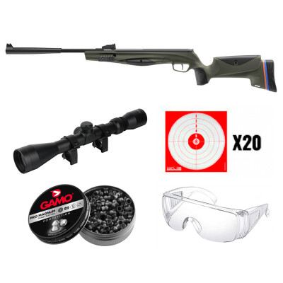 Pack carabine à plombs Stoeger RX20 TAC verte cal. 5.5mm 19.9 joules + lunette de tir 3-9x40